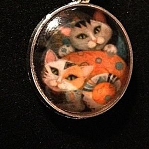 Calico Kittens  Necklace